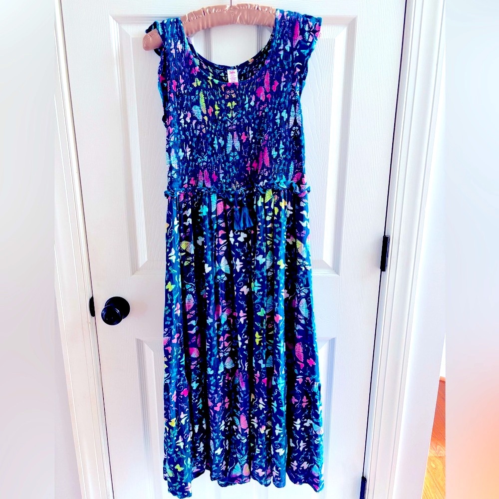 JUSTICE Smocked maxi dress with butterfly print Size 16 18 XXL Girls